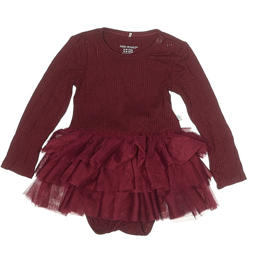 Posh Peanut Burgundy Ribbed Knit Baby Bodysuit